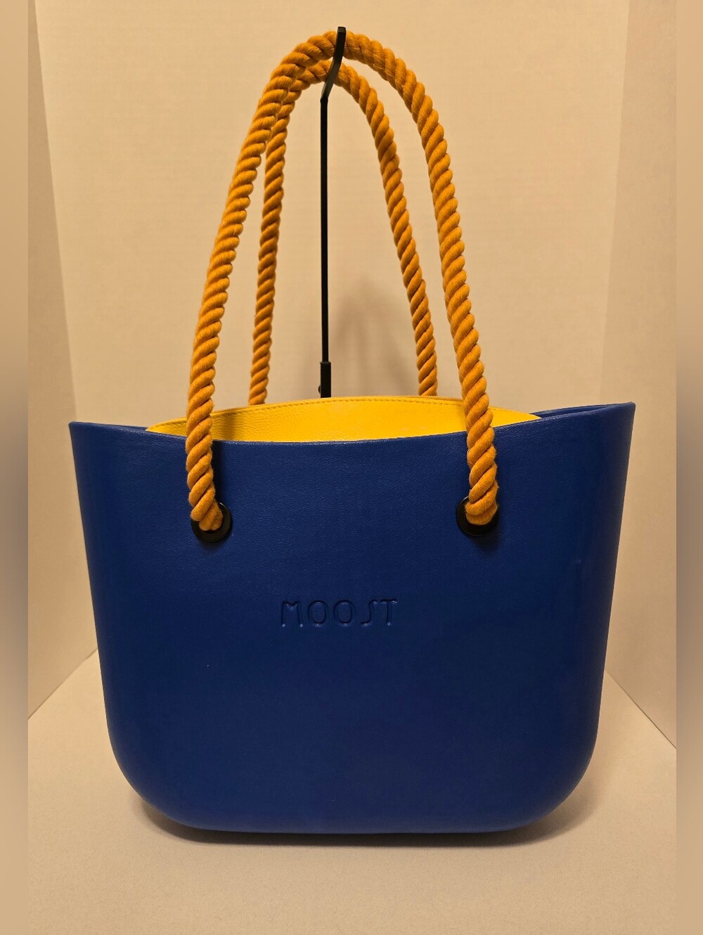 Moost Blue Tote with Yellow Interior and Rope Handles